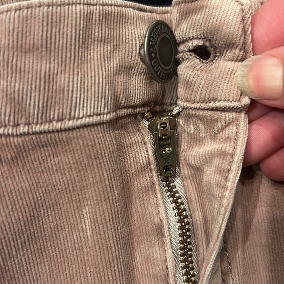 American Eagle Hi Rise Crop Flare Corduroy Jeans Dusty Pink Size 00 Short - Picture 5 of 13